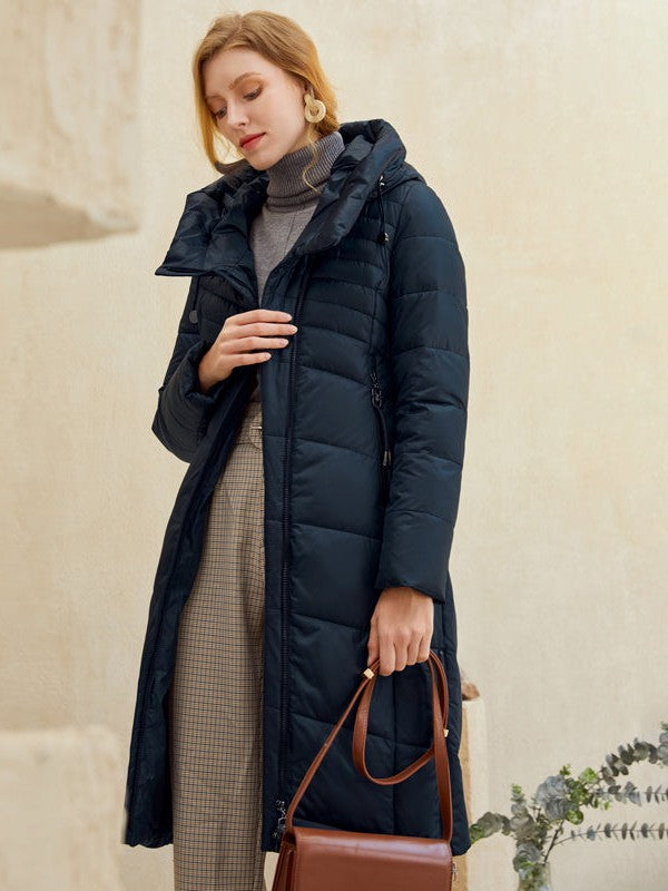 Long Puffer Jacket with Hoodie