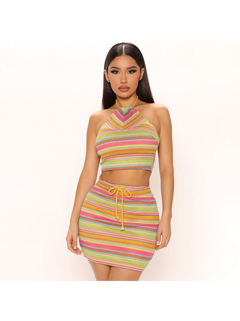 HalterNeck Vest & Sheath Skirt Set