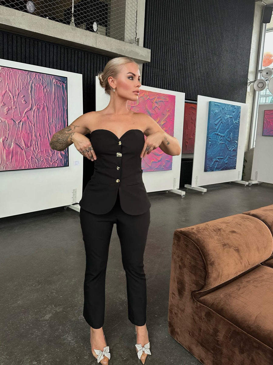 Black Tube Top & Pants Jumpsuit