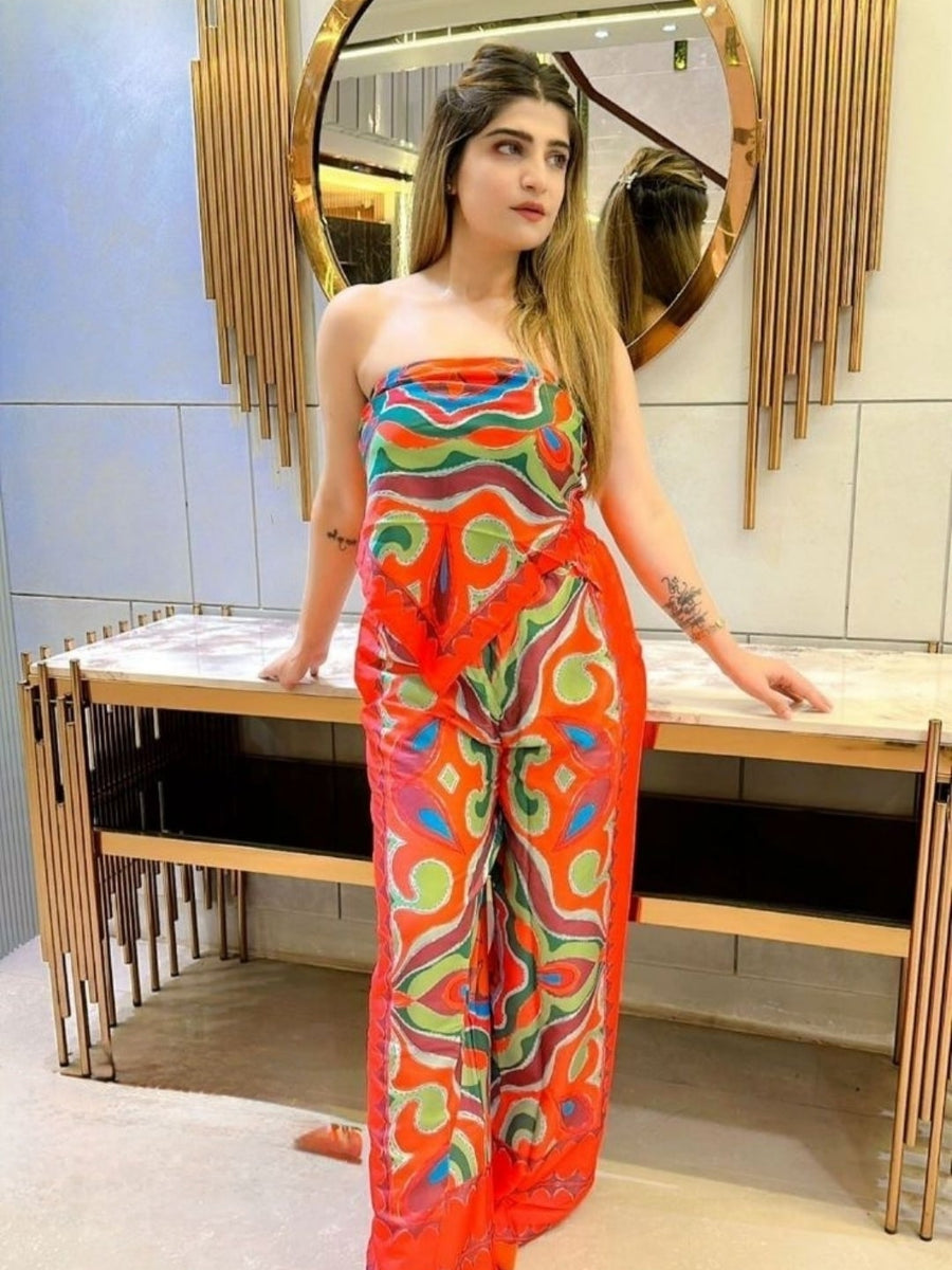 Strappy Tube Top & Pants Satin Coord Set