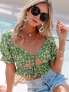 Ruffle Backless hollow out Lace-up Crop Top