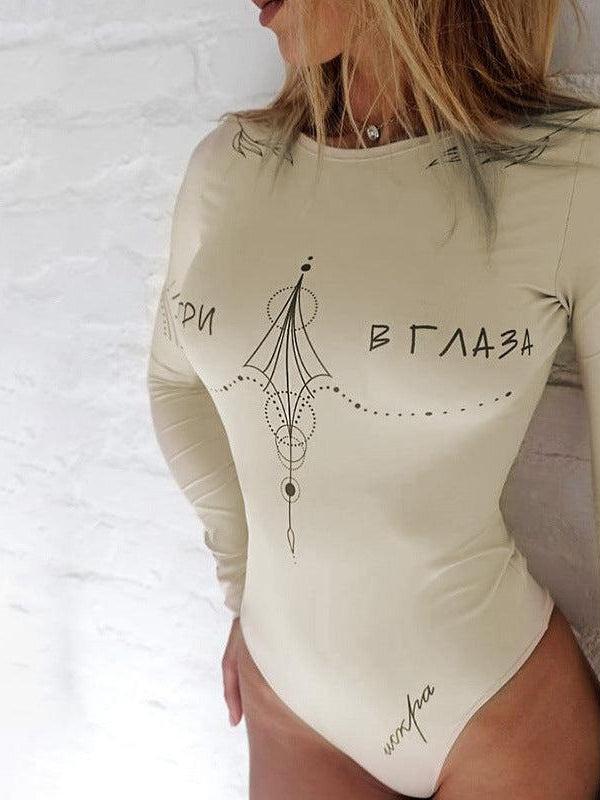 Printed Long Sleeve Bodysuit