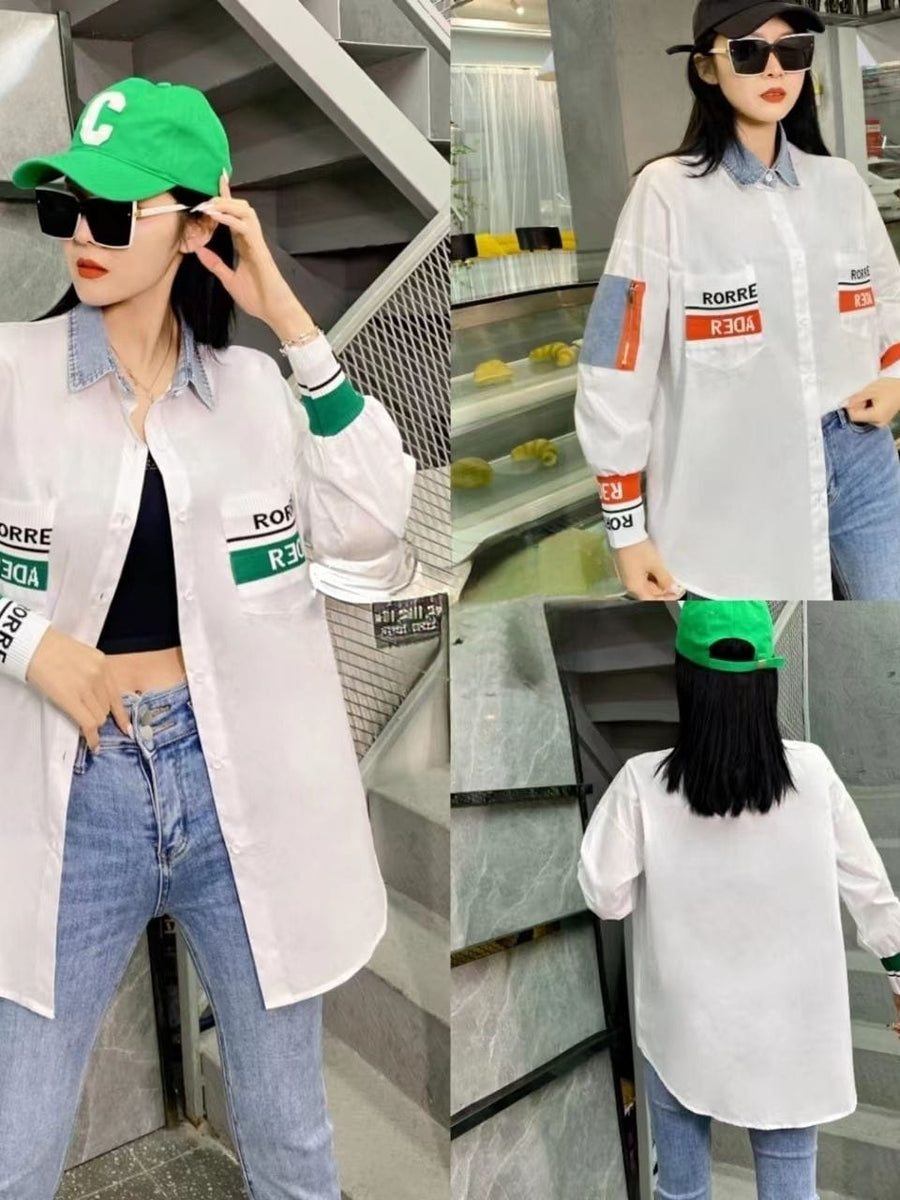 Denim Collar Cotton Shirt Dress