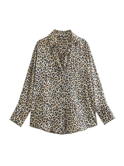 Leopard Print Soft Satin Shirts