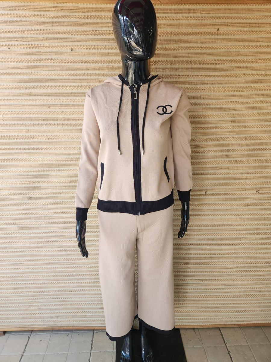 Soft Wool Print Coord Set with Hoodie