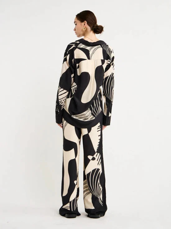 Abstract Printed Shirt & Pant Coord Set