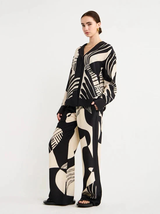 Abstract Printed Shirt & Pant Coord Set