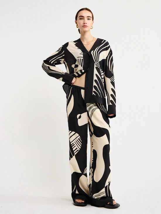 Abstract Printed Shirt & Pant Coord Set