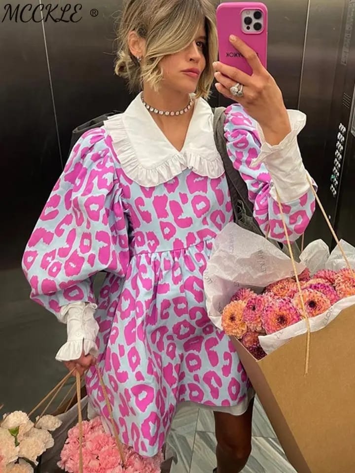 Sweetheart Print Short Dress