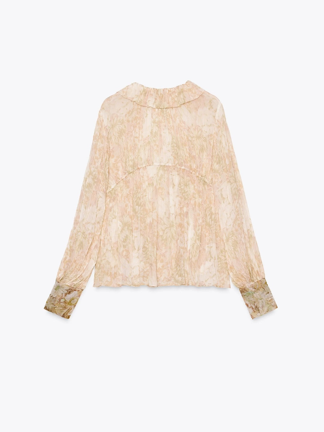 Asymmetric V-Neck Long-Sleeve Shirt Top in blush floral print by Exclusives