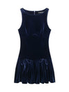 Velvet Bow Applique Sleeveless Short Dress