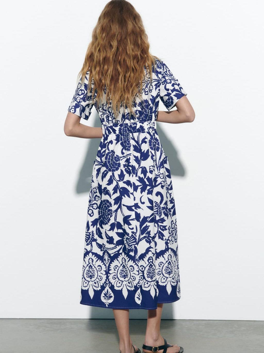 Porcelain Print Dress with Belt