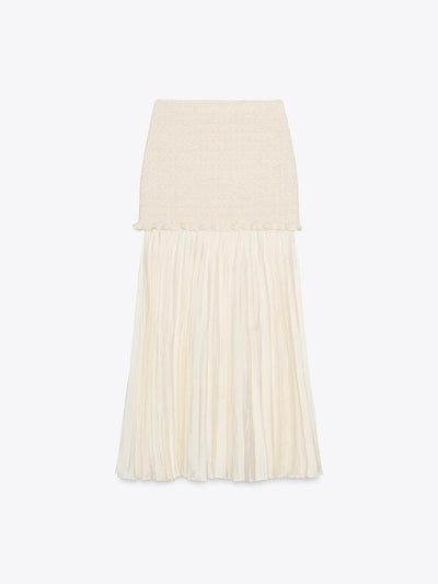 Knitted Tube Top & High Waist Pleated Skirt