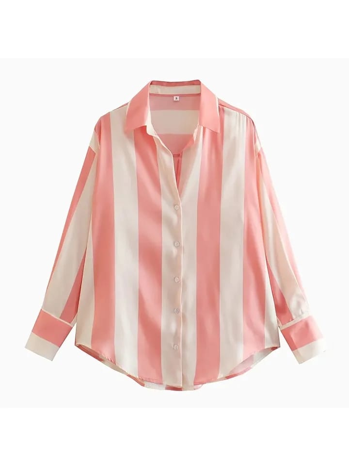 Striped Satin Pink Shirt