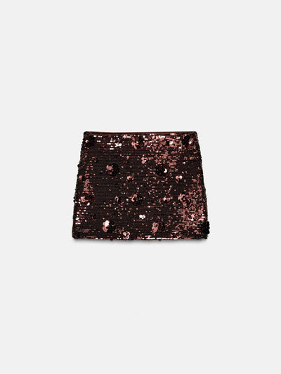 Brown Bloom Embellished Skirt