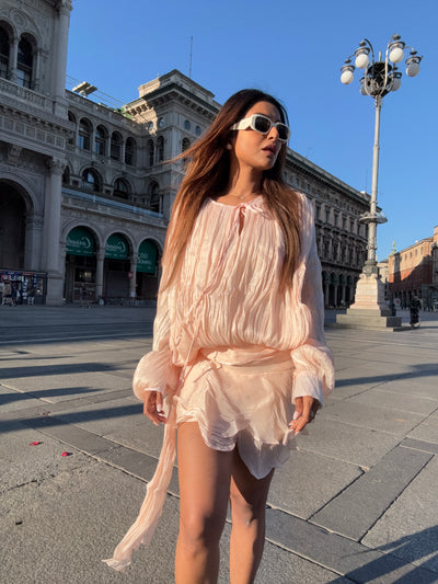 Lyla Bell Sleeve Ruffle Tail Dress with Shorts Coord Set