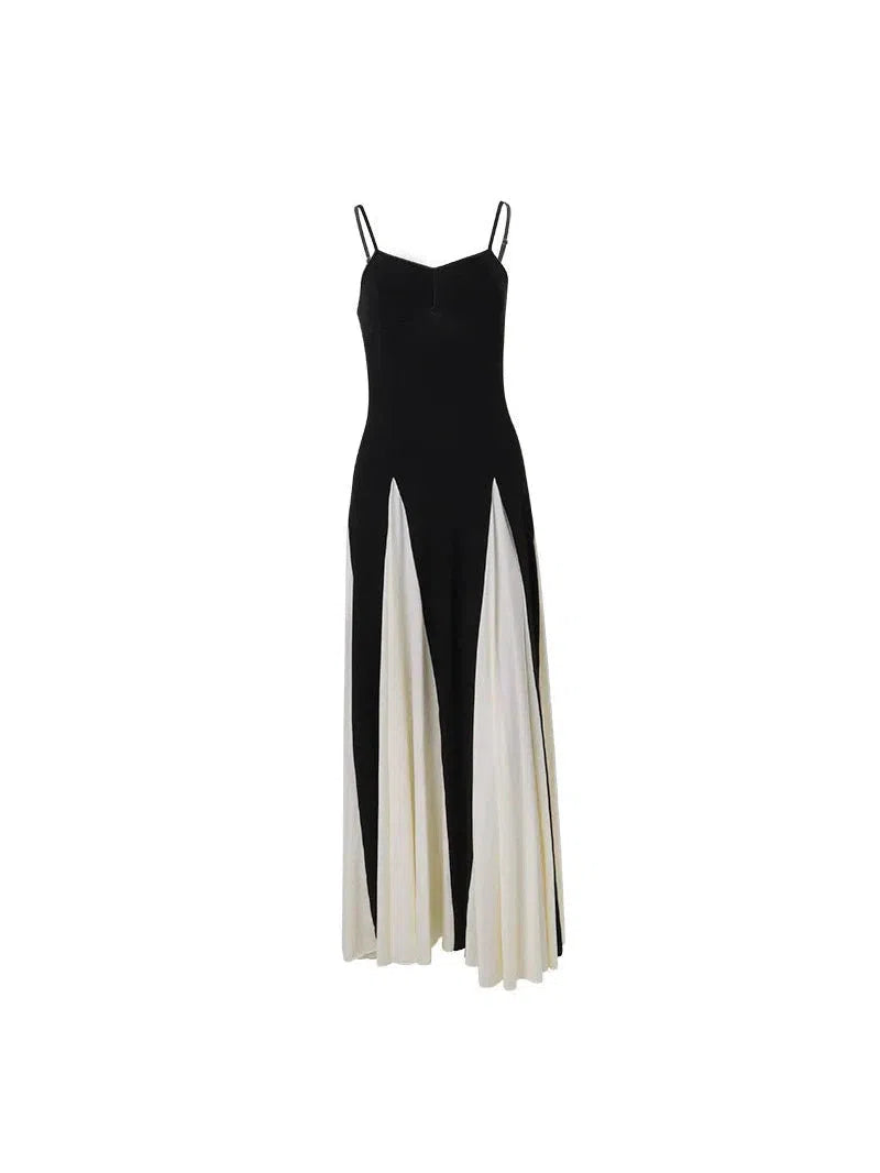 Monochrome Spagetti Strap Evening Maxi Dress