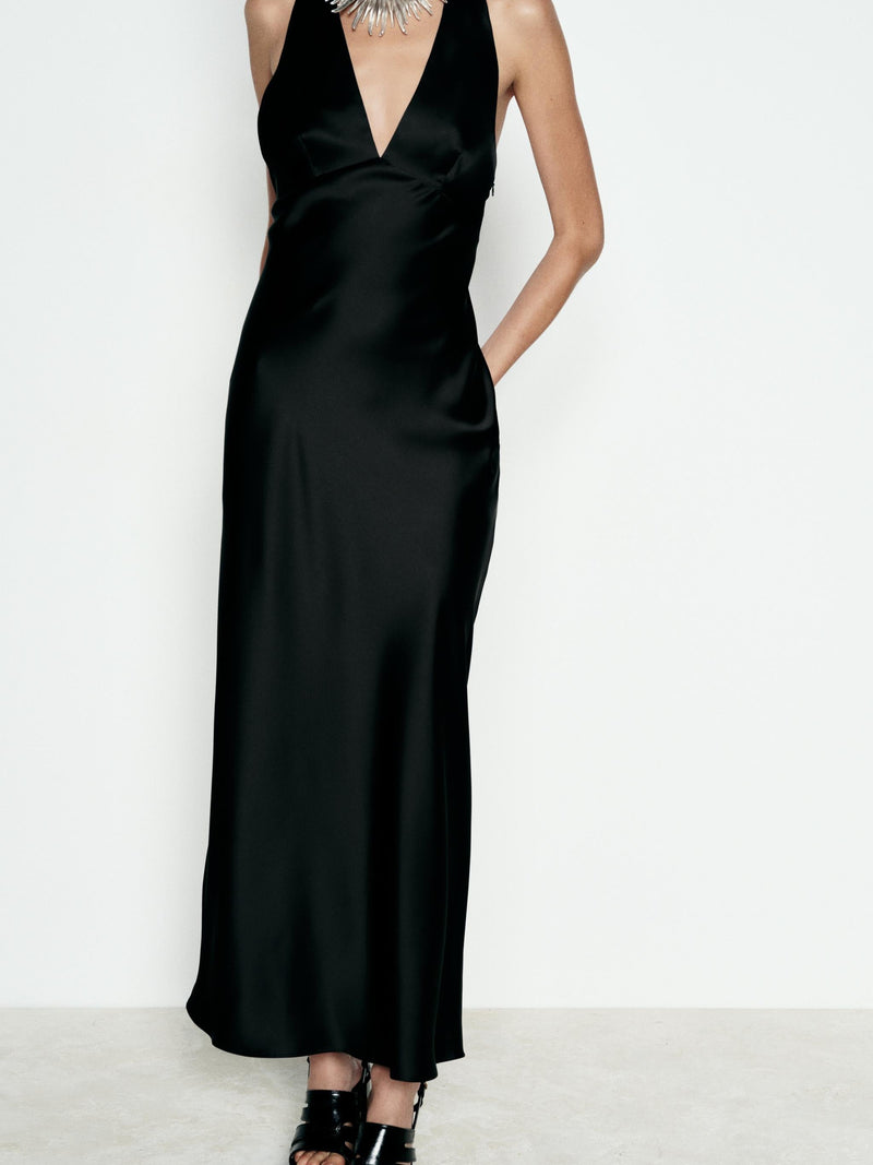 Halterneck Cross Back Slip Maxi Dress Halterneck Cross Back Slip Maxi Dress