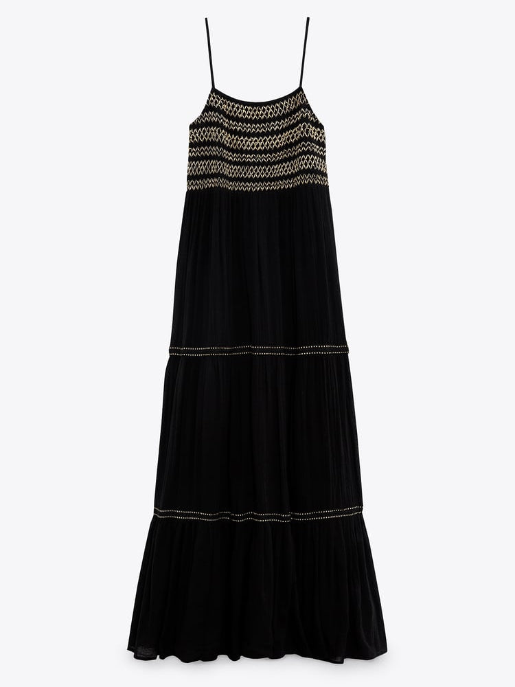 Spaghetti Strap Modal Embroidery Dress