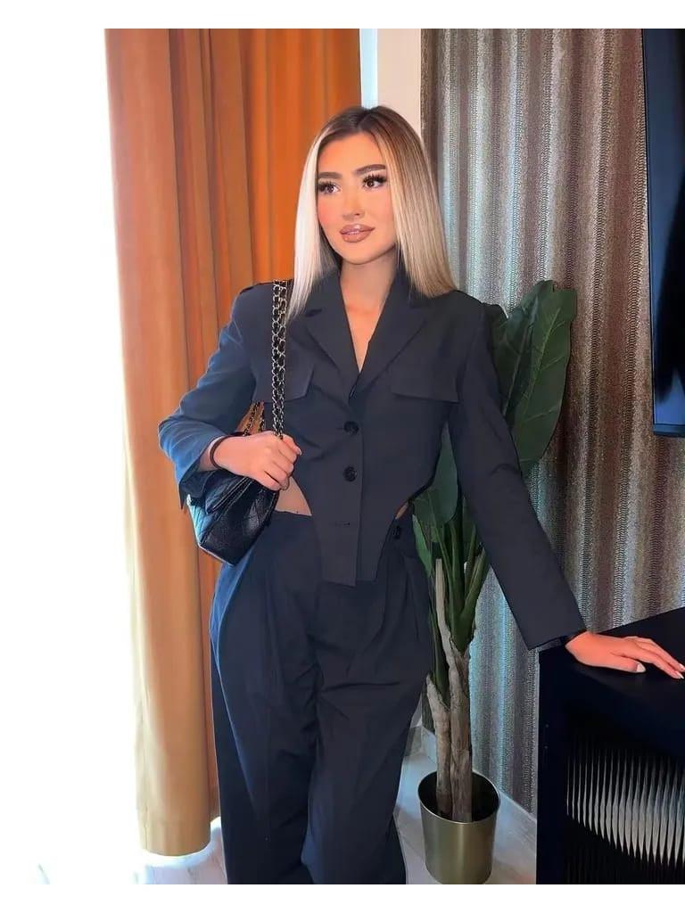 Bodysuit Style Blazer & Wide Leg Pants Coord Set