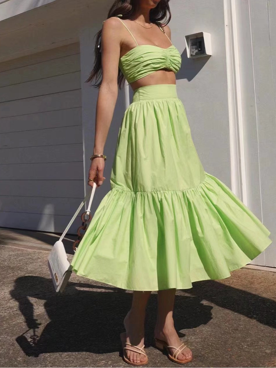 Boho Cami Tube Crop Top & High Waist Skirt Set