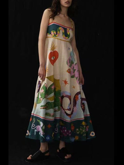 Graffiti Print Poster Holiday Beach Dress