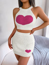 Love Contrast Color Cropped Top & Skirt Set