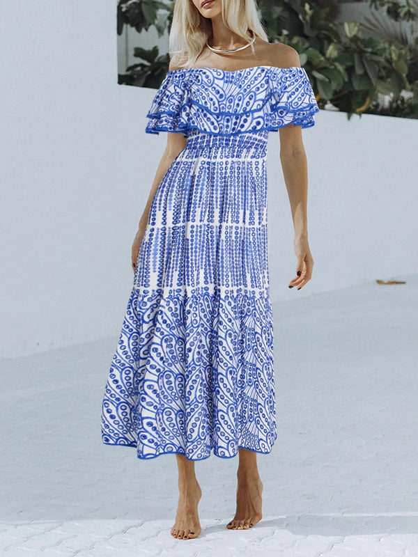 Off Shoulder Embroidered Cutout Maxi Dress