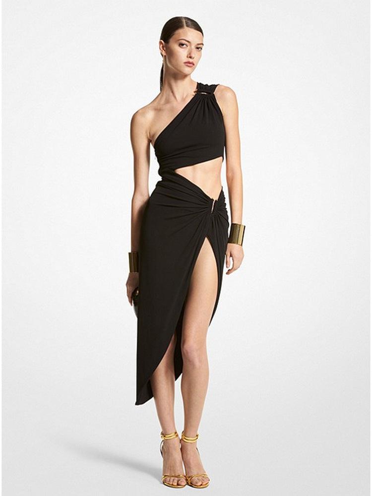 Kylie Asymmetric One Shoulder Slit Dress