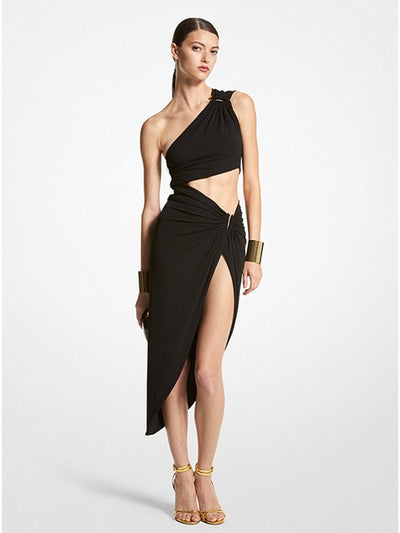 Kylie Asymmetric One Shoulder Slit Dress