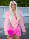 Pink Blazer Style Backless Bodysuit