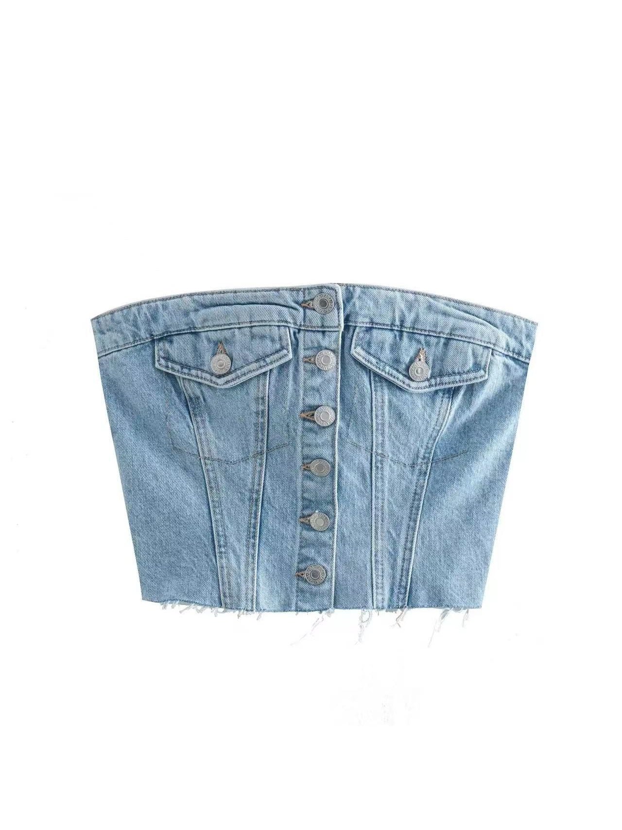 Denim Corset Tube Top