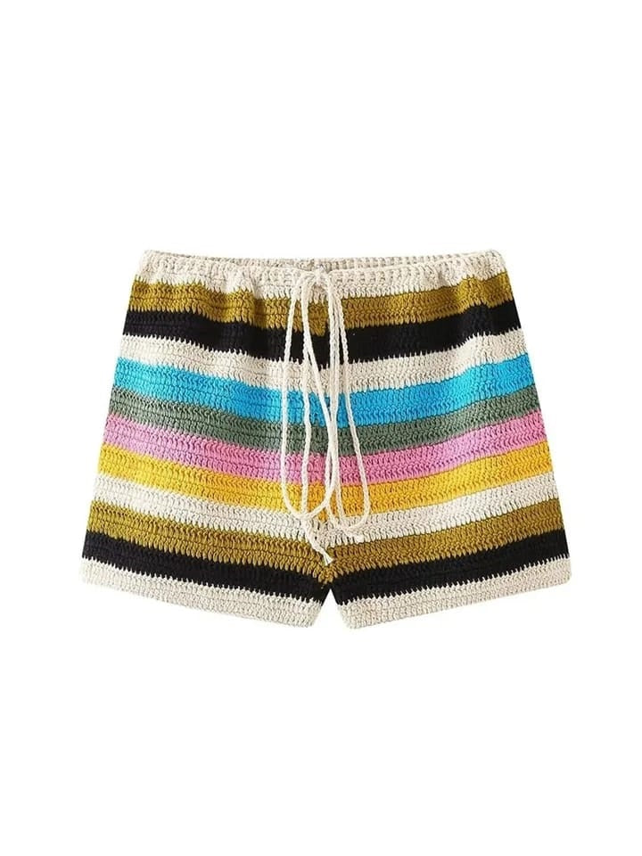 Knitted Crochet Top & Shorts Coord Set