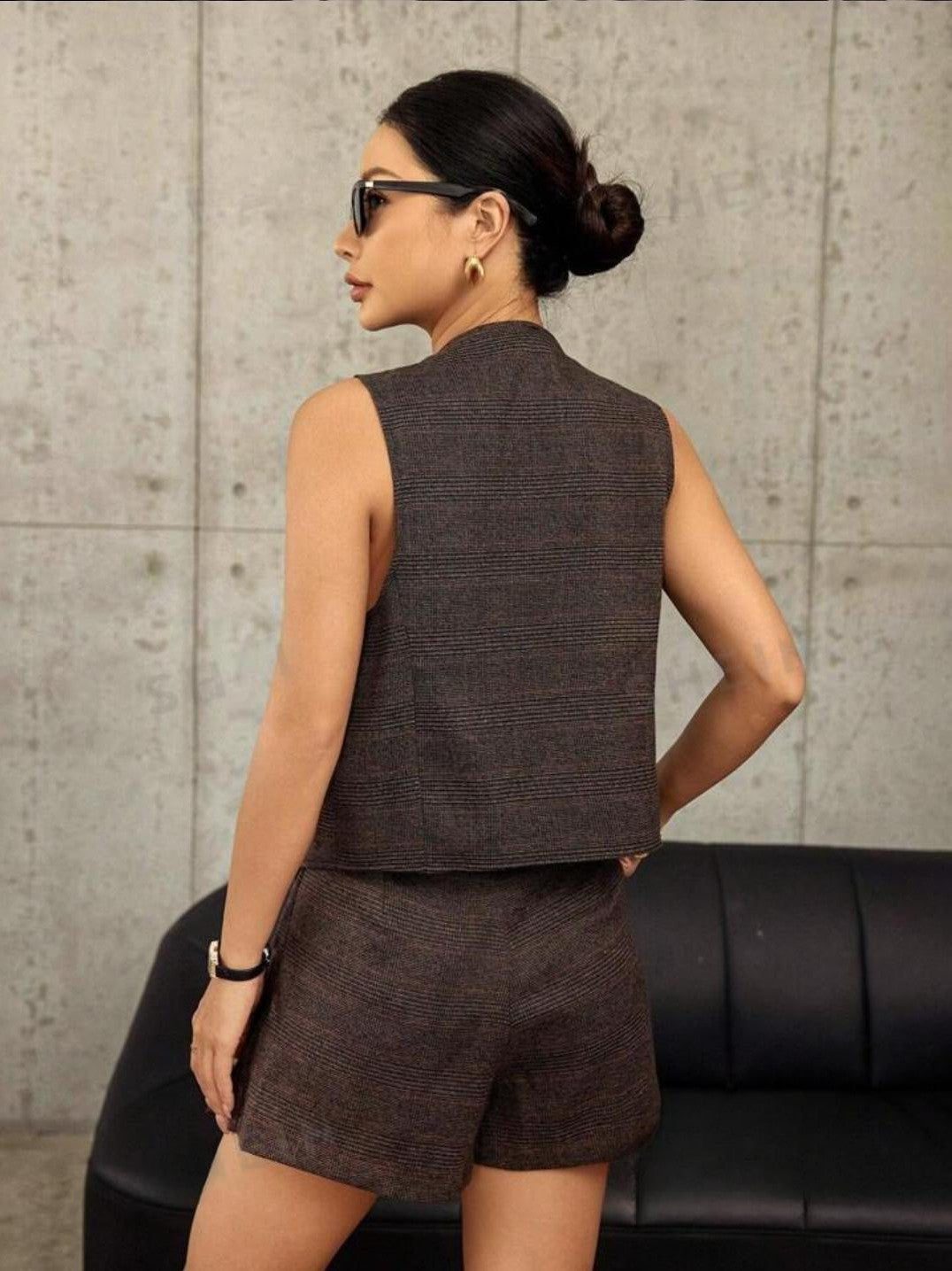 Brown Waist Coat Vest & Skirt Coord Set