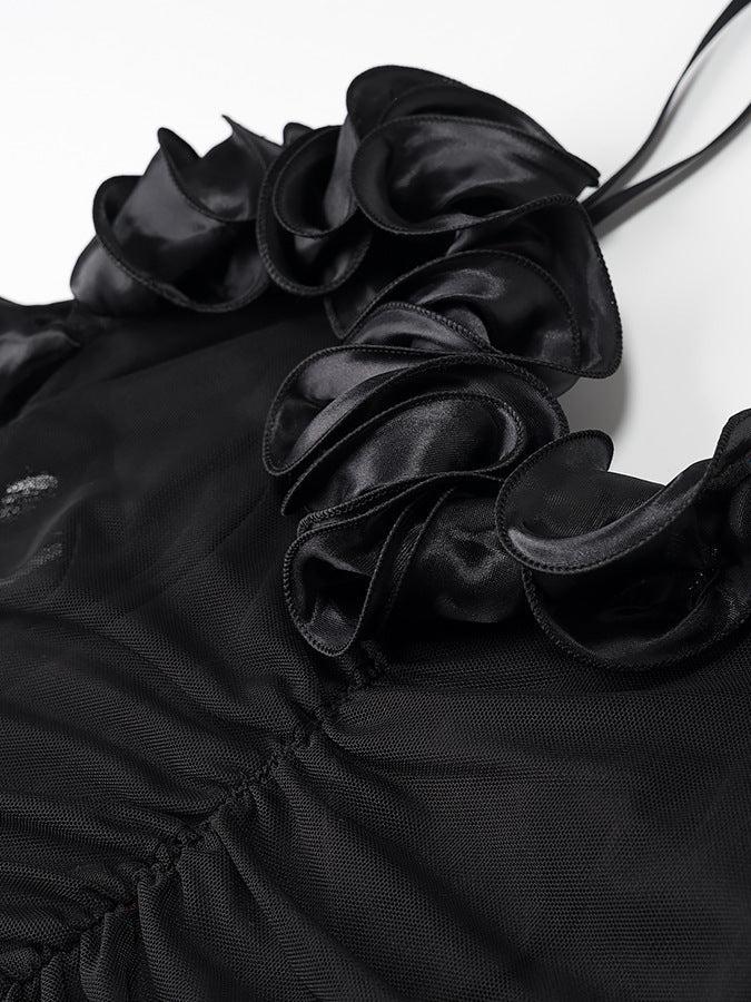 Keara Applique Spaghetti Strap Ruched Dress