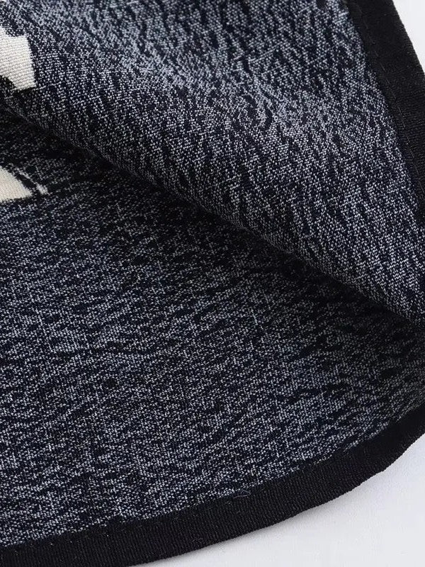 Black Porcelain Boho Print Maxi Dress with Belt