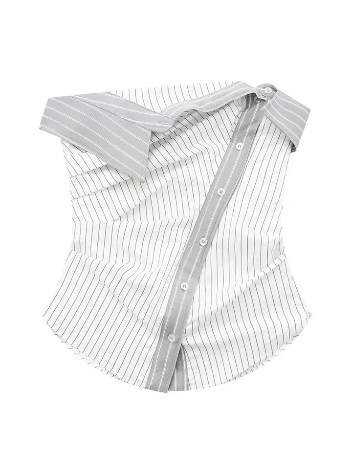 Asymmetric Striped Tube Top