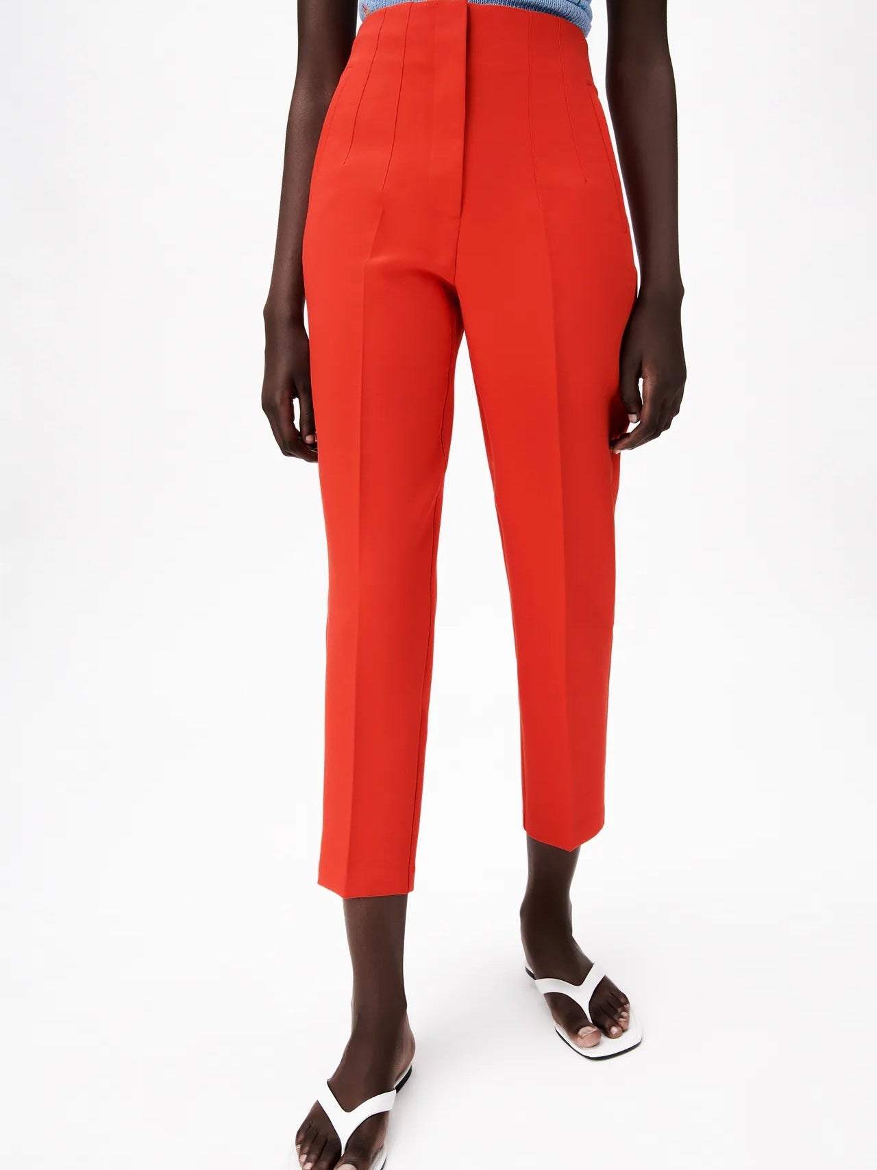 Red Wide Leg Tailored Trouser