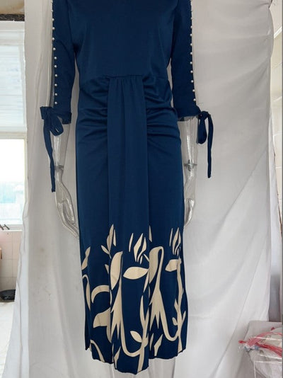 Beaded Floral Print Maxi Dress