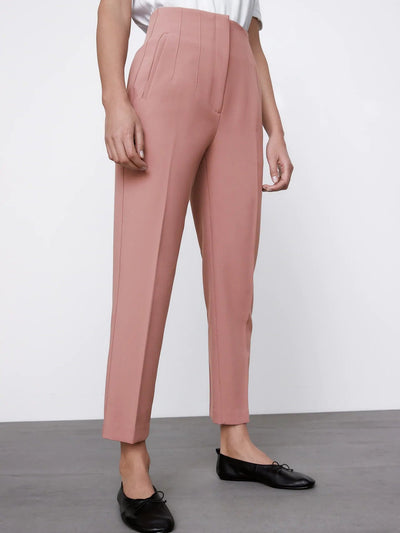 Maje | Tweed Trousers With Braided Belt In Pink | Maje Forward