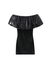 Sequins Off Shoulder Velvet Short Bodycon Dress