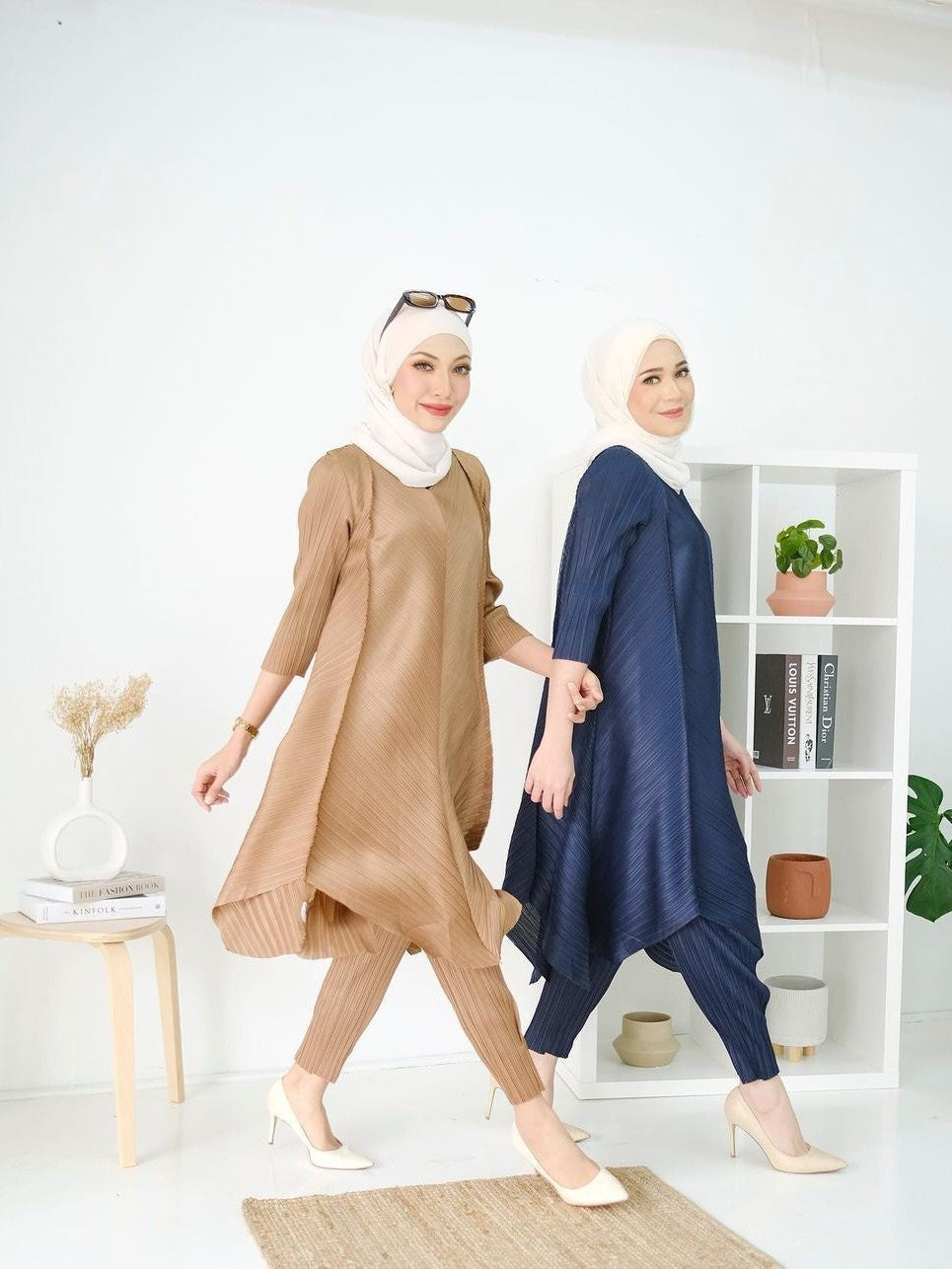 Turtle Neck Pleated Coord Set