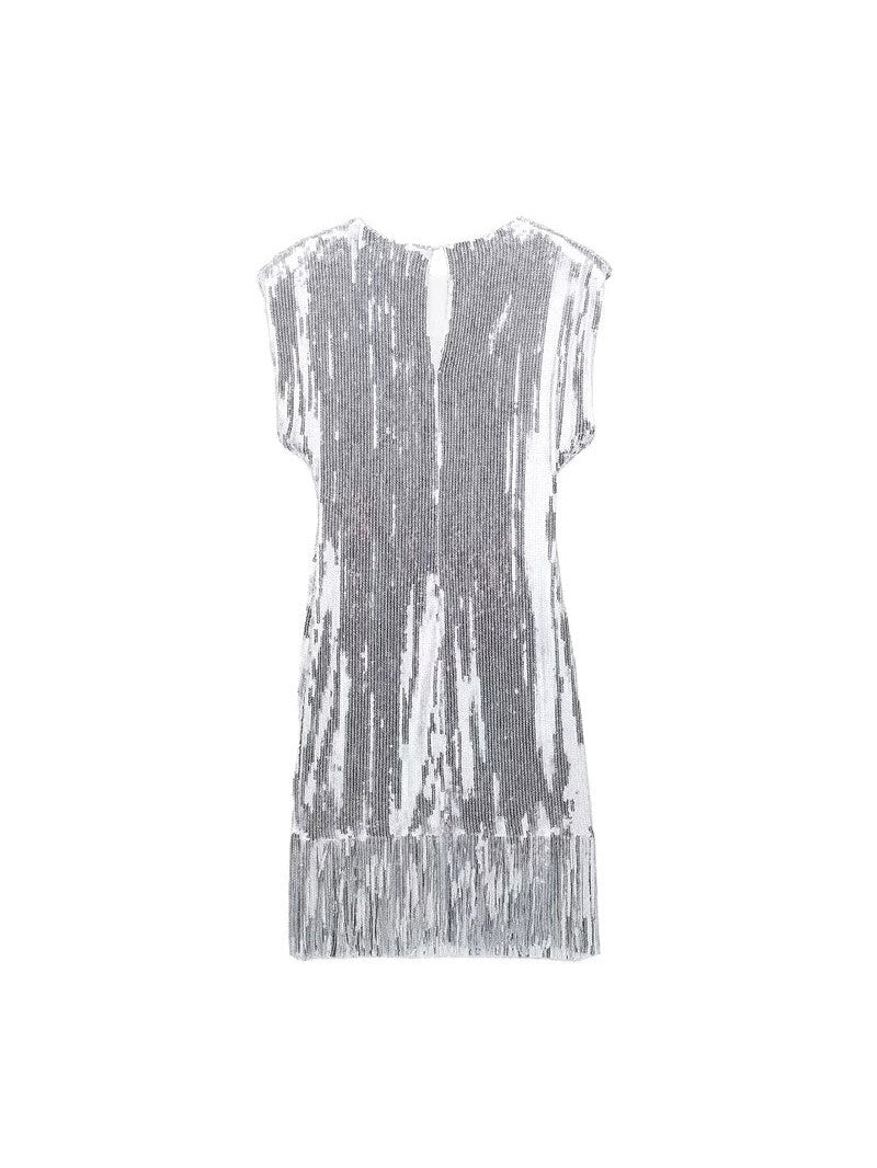 Silver Sequins Tassel Dress