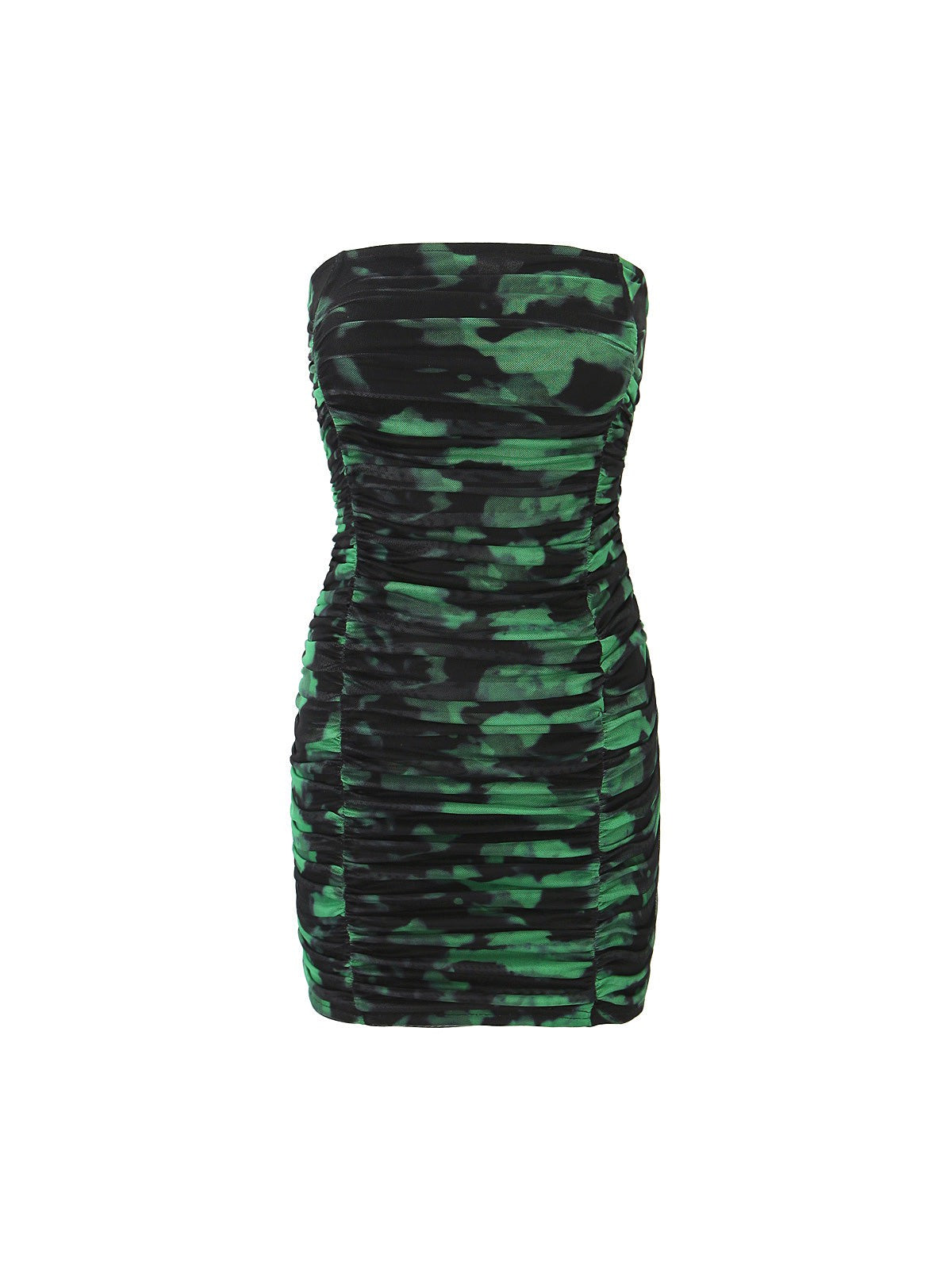 Tropical Tie Dye Mesh Tube Short Dress