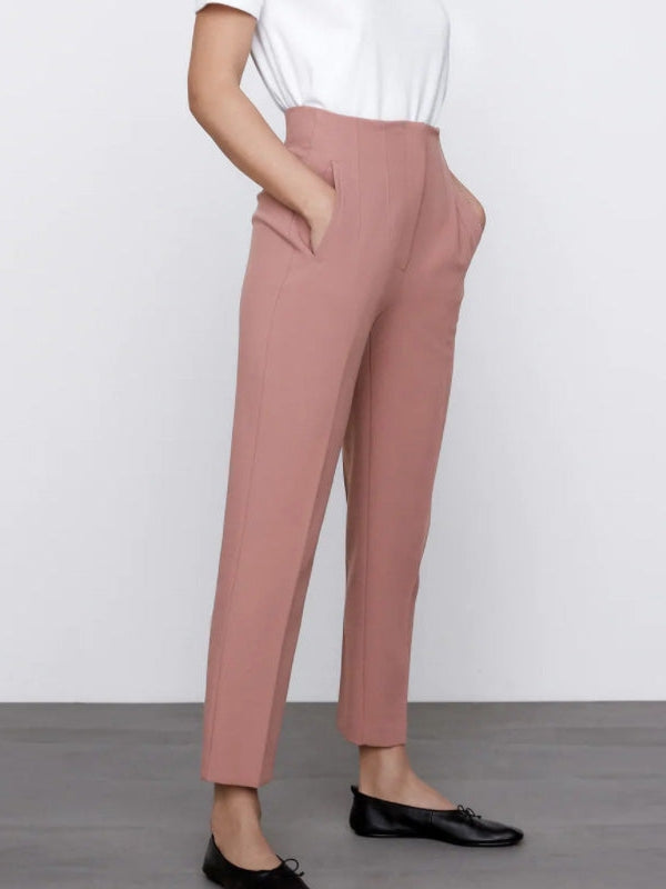 Pink High Waist Ankle Length Pants