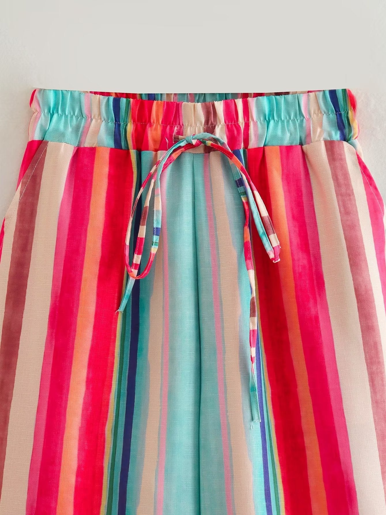 Striped Linen Shirt & Pants Coord Set