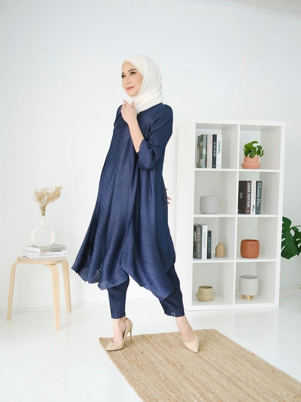 Turtle Neck Pleated Coord Set