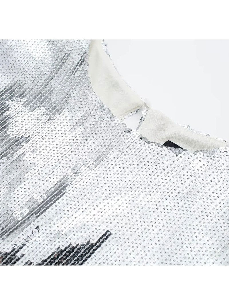 Silver Sequins Tassel Dress