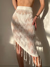 Asymmetric Overskirt Beach Cover Up Tassel Seaside Skirt