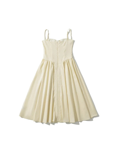 Boning Corset Style Midi Cotton Dress